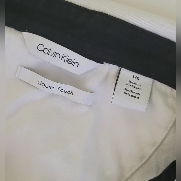 Calvin Klein Polo Liquid Touch Slim Fit Shirt Men's Large White Black Stripes - Picture 3 of 4